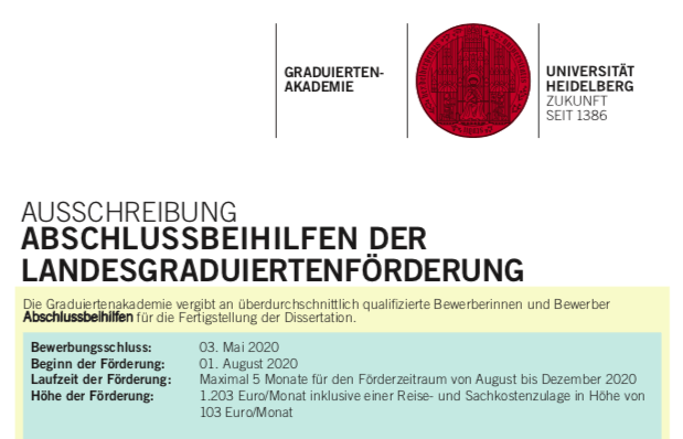 Du betrachtest gerade ABSCHLUSSBEIHILFE DER LANDESGRADUIERTENFÖRDERUNG – Bewerbungsschluss 03.05.2020